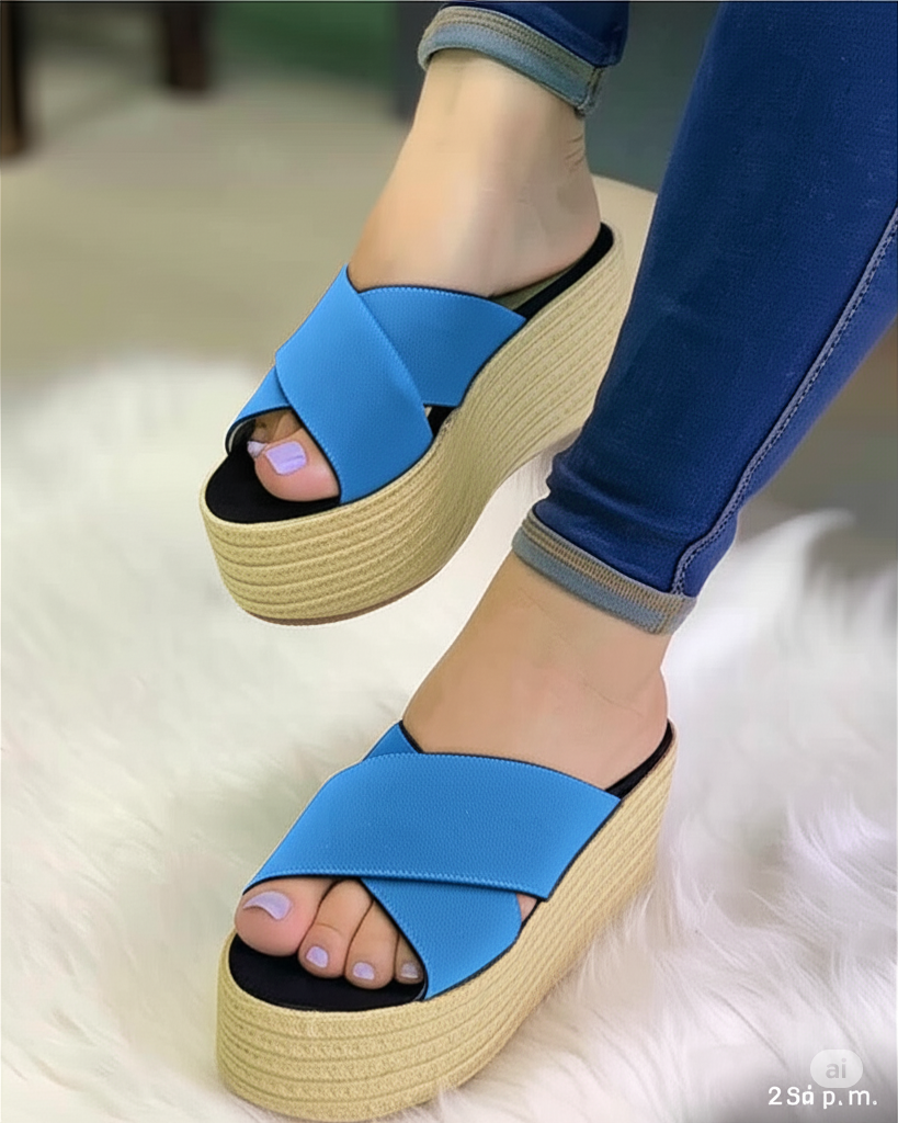 Sandalias Plataforma Esparto Cruzadas | Comodidad y Estilo