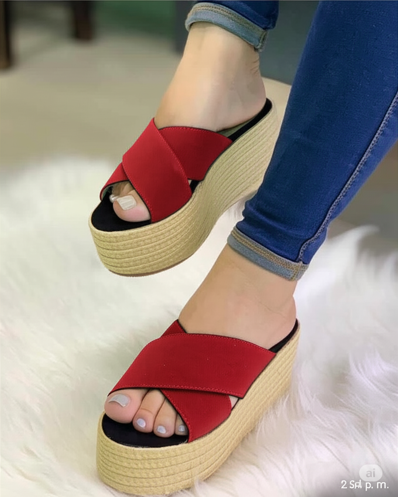 Sandalias Plataforma Esparto Cruzadas | Comodidad y Estilo